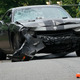 The car used by James Alex Fields Jr. to plow through a crowd of people protesting the white nationalist “Unite the Right” rally, killing Heather Heyer and injuring dozens more, is seen after the vehicle was stopped by police several blocks away on Aug. 12, 2017, in Charlottesville, Va.